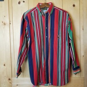 Vintage Ivy Crew Cotton Multi Stripe Button Down Shirt
